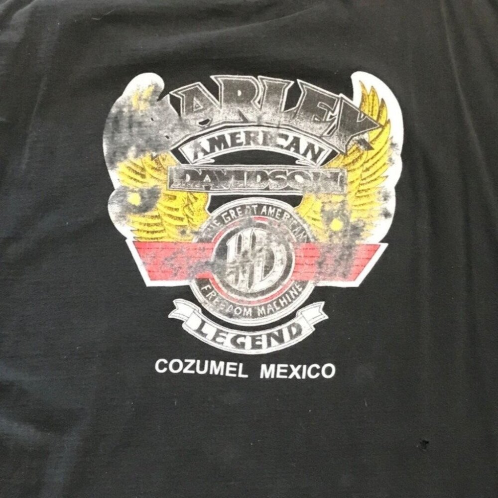 Vtg Cozumel Harley Davidson Black TShirt Caribbean Tropic XXL Motorcycles Biker